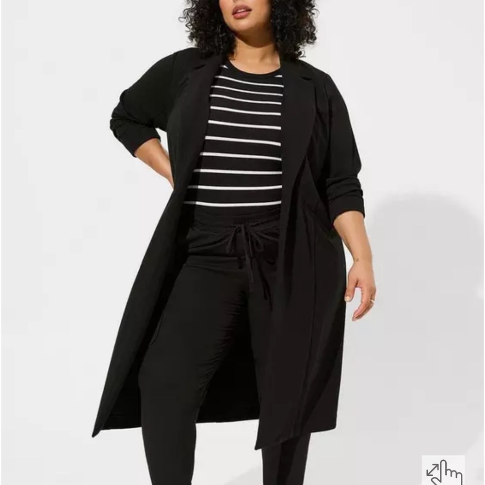 NEW Torrid Plus Size Black Studio Double Knit Longline Coat 3X